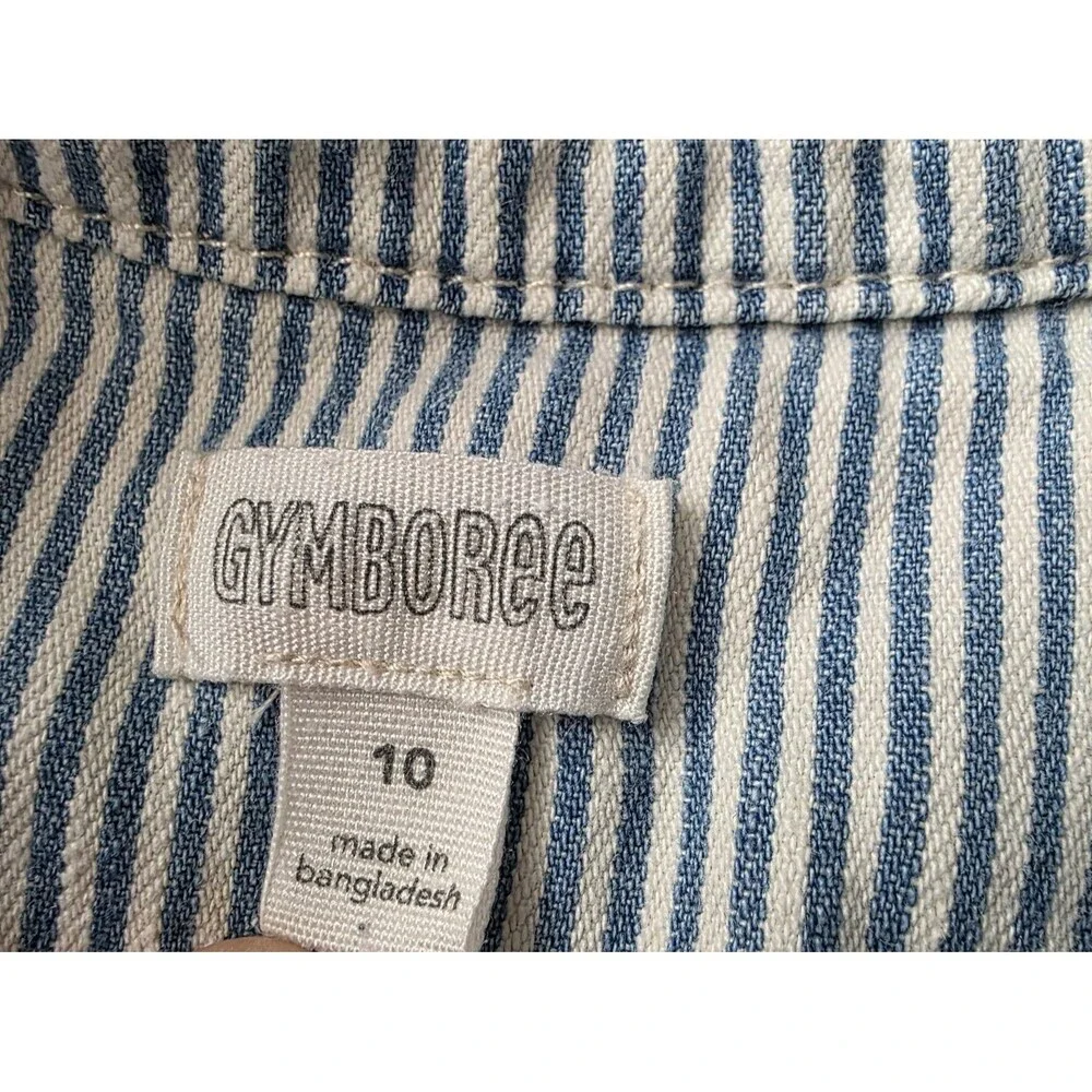 Gymboree Size 10 Striped Cherry Dress Full Snap Up Blue White Classic Fall